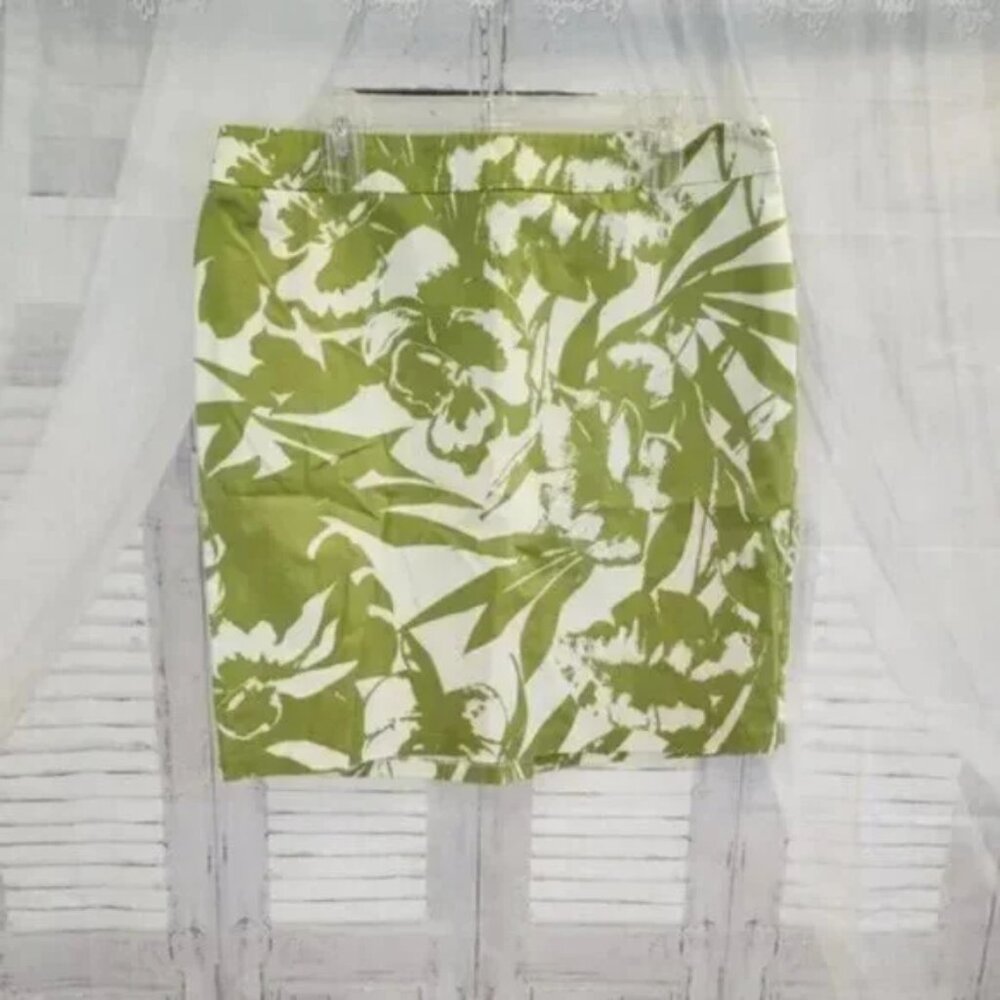 New York And Co Green And White Pencil Skirt
